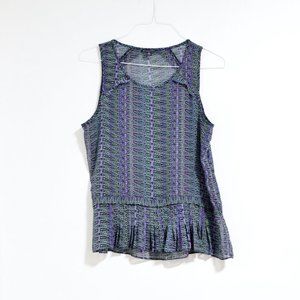 AMERICAN EAGLE Abstract Geometric Tribal Print Sheer Tank Top | Size L